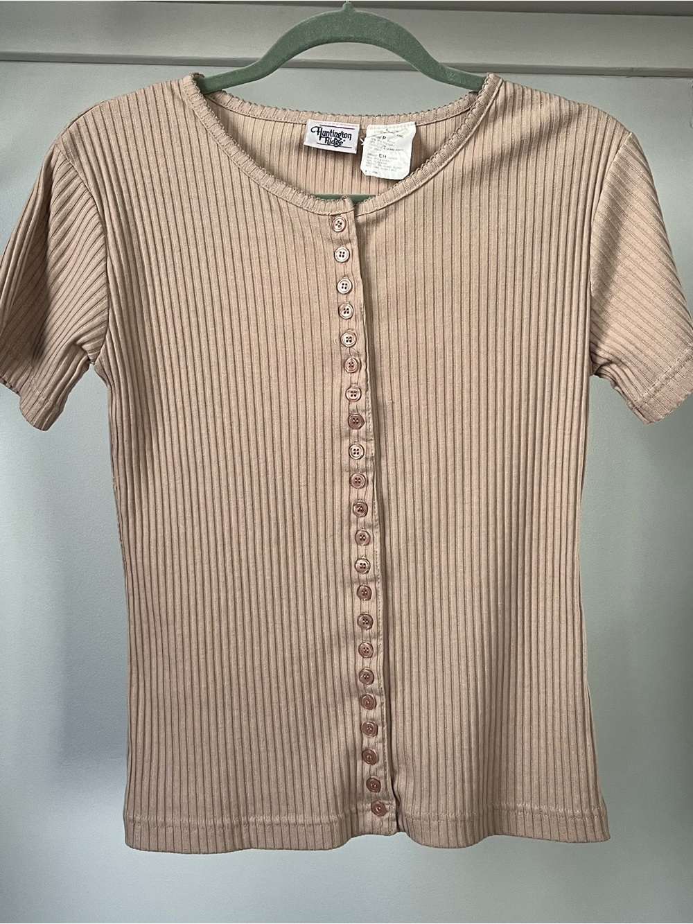 Vintage Huntington Ridge Ribbed Button-Front Tee Size S - Picture 4 of 10